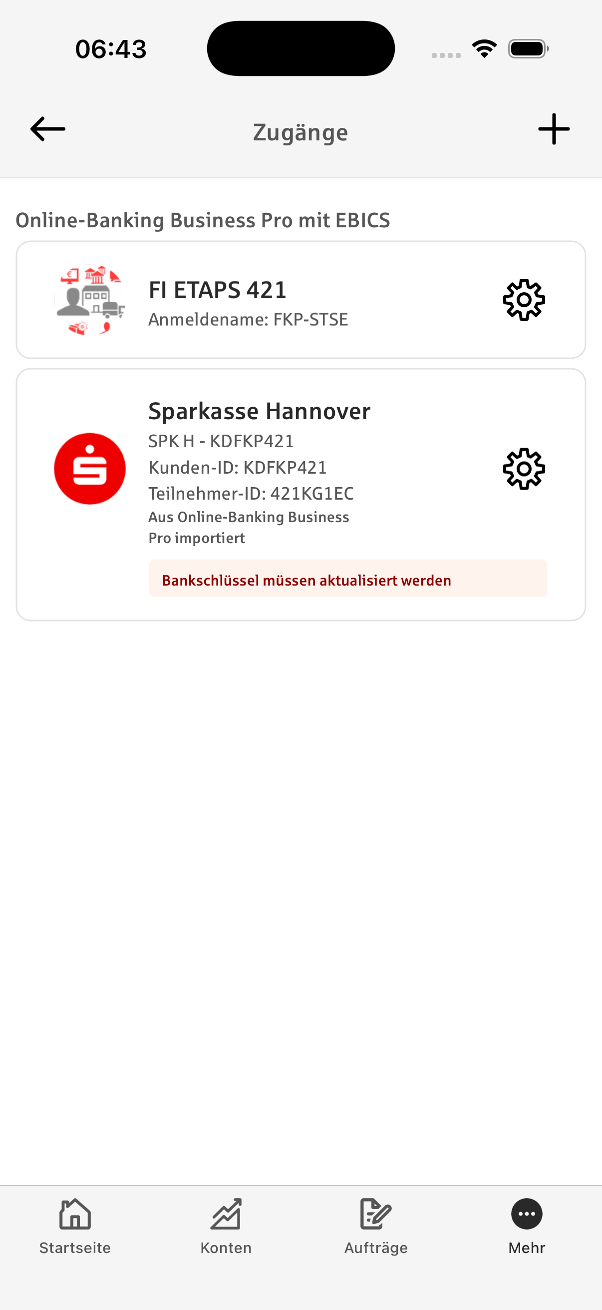 EBICS Zugangsliste