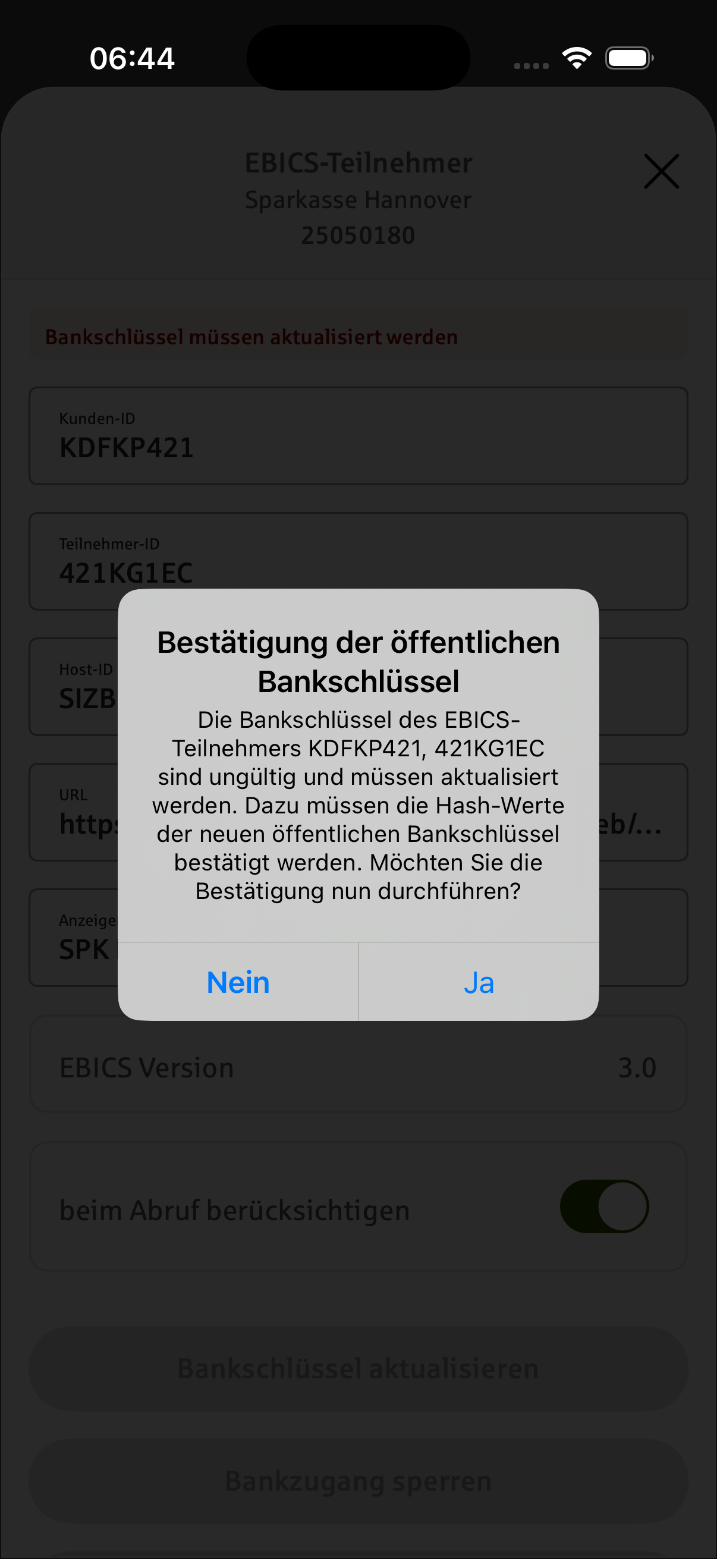 Aktualisierung bestätigen